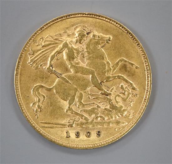 A 1909 gold half sovereign